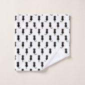 Zwart kat geïsoleerd op White Polka Dot Pattern Bad Handdoek (Wasdoekje)
