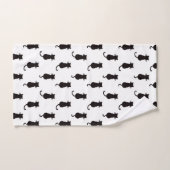 Zwart kat geïsoleerd op White Polka Dot Pattern Bad Handdoek (Handdoek)