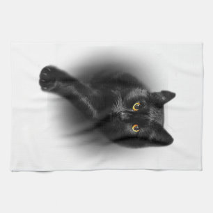 Zwart Kat Gele Ogen T-Shirt Katten Tee Theedoek