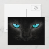 Zwart Kat gezicht met Turquoise Eyes Briefkaart (Voorkant / Achterkant)