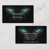 Zwart Kat gezicht met Turquoise Eyes Visitekaartje (Voorkant / Achterkant)
