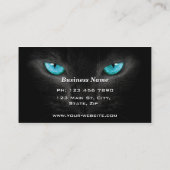 Zwart Kat gezicht met Turquoise Eyes Visitekaartje (Achterkant)