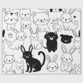 Zwart Kat Giftverpakkings Papier (Vlak)