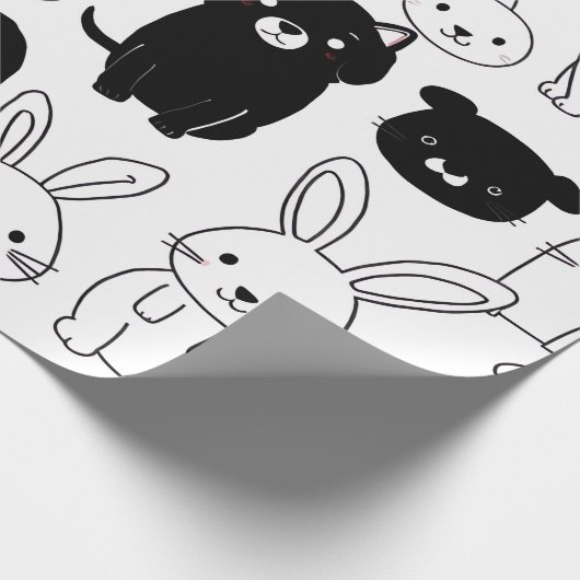 Zwart Kat Giftverpakkings Papier (Hoek)