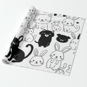 Zwart Kat Giftverpakkings Papier (Uitgerold)
