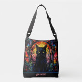 Zwart Kat Glas in lood Rood Spooky Crossbody Tas (Voorkant)