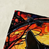 Zwart Kat Glas in lood Rood Spooky Strandlaken (In situ)