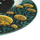 Zwart Kat goudsbloem Kunst Zwart Katten Kunstwerk Snijplank (Hoek)