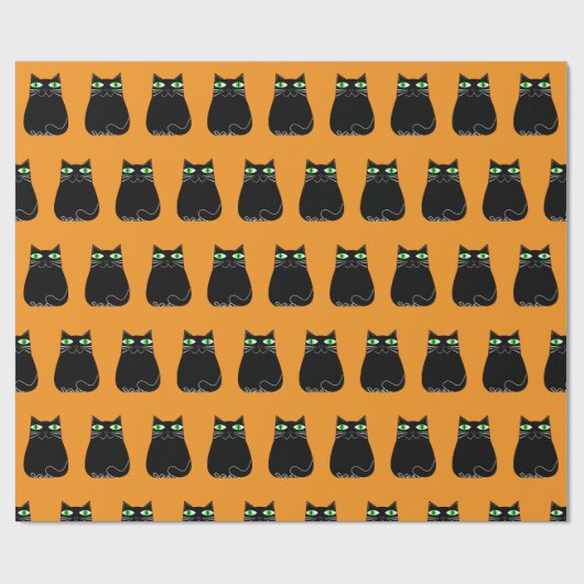 Zwart Kat Groene Ogen Custom Cadeaupapier (Vlak)