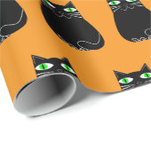 Zwart Kat Groene Ogen Custom Cadeaupapier (Rol Hoek)