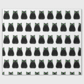 Zwart Kat Groene Ogen Custom Cadeaupapier (Vlak)