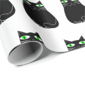 Zwart Kat Groene Ogen Custom Cadeaupapier (Rol Hoek)