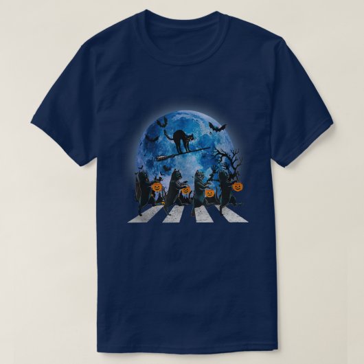  zwart kat Halloween Blue Moon Scary Kat T-shirt (Design voorkant)