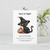 Zwart kat Halloween-feest Kaart (Staand voorkant)
