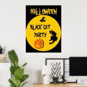 ZWART KAT HALLOWEEN FEEST POSTER (Thuiskantoor)