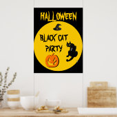 ZWART KAT HALLOWEEN FEEST POSTER (Keuken)