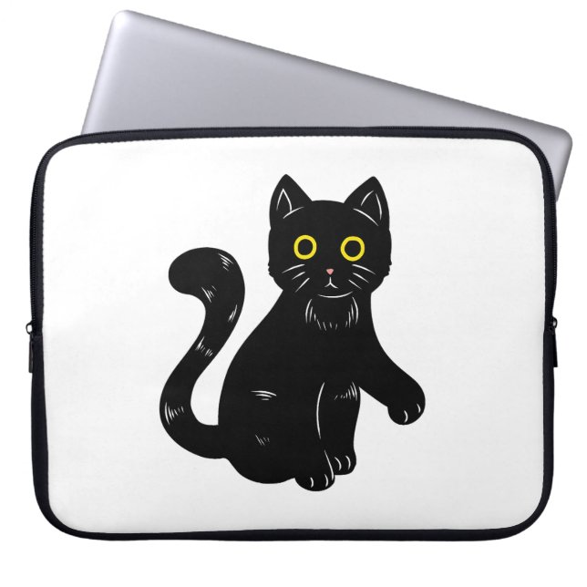 Zwart kat Halloween kinder T-shirt Laptop Sleeve (Voorkant)