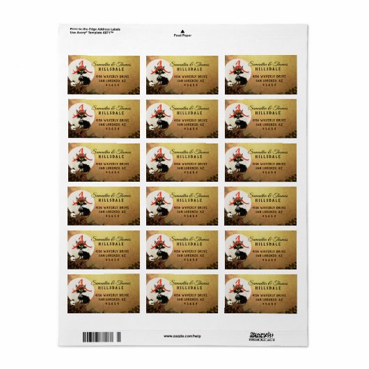 Zwart Kat Halloween Return-adreslabel Etiket (Full Sheet)