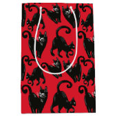 Zwart Kat Halloween Rood Verpakkingsdocument Medium Cadeauzakje (Voorkant)