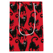 Zwart Kat Halloween Rood Verpakkingsdocument Medium Cadeauzakje (Achterkant)