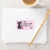 Zwart Kat Halloween Roze Pompoen Vleermuizen Girly Etiket (Insitu)