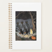 Zwart kat halloween T-shirt Planner (Voorkant)