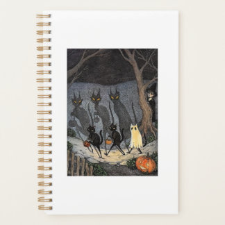 Zwart kat halloween T-shirt Planner