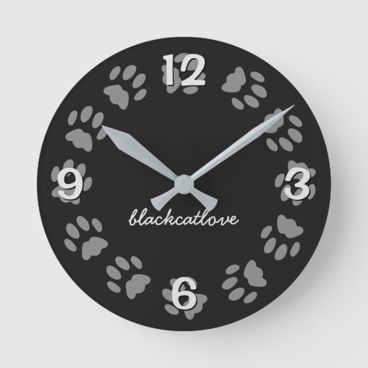 Zwart kat handschrift Afdrukken - Aangepaste wandk Ronde Klok (Voorkant)