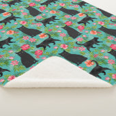 Zwart Kat Hawaiiaanse print Sherpa Deken (3/4)