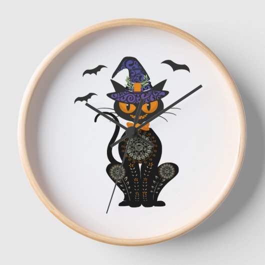 Zwart Kat Heks Halloween Tshirt (Voorkant)