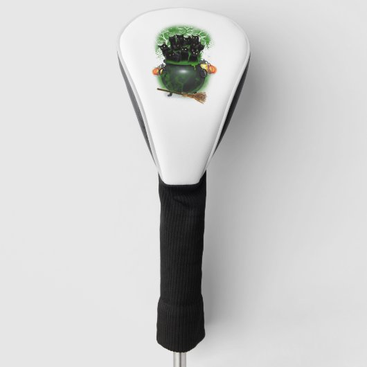 Zwart Kat Heks Halloween Tshirt Golfheadcover (Voorkant)