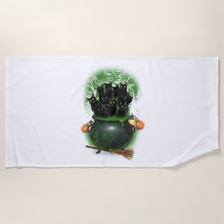 Zwart Kat Heks Halloween Tshirt Strandlaken