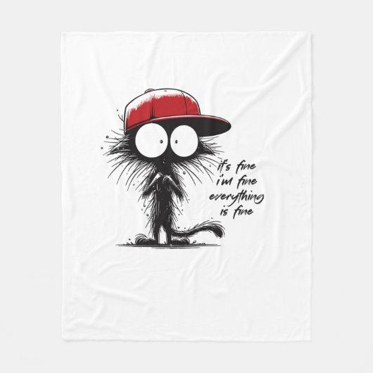 Zwart Kat Het is goed dat ik alles goed vind. Fleece Deken (Voorkant)