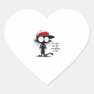 Zwart Kat Het is goed dat ik alles goed vind. Hart Sticker