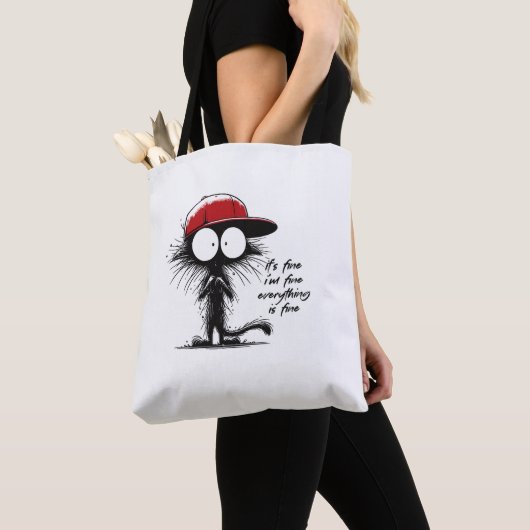 Zwart Kat Het is goed dat ik alles goed vind. Tote Bag (Dichtbij)