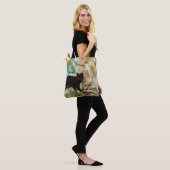 Zwart kat in Birch Tree Fine Art Canvas tas (Op model)