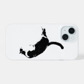 Zwart Kat iPhone 15 Case (Achterkant horizontaal)