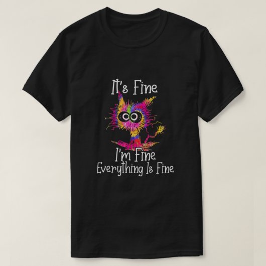 Zwart kat is fijn, alles is prima Stropdas T-shirt (Design voorkant)