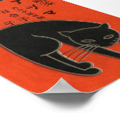 Zwart Kat Japans vakje Etiket  Dier Poster (Hoek)