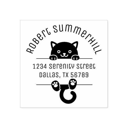 Zwart Kat Kat Arch Adres Rubberstempel (Afrduk)