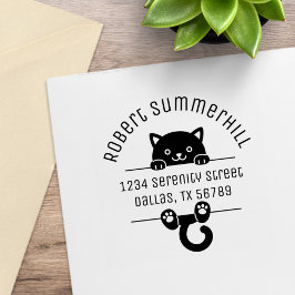 Zwart Kat Kat Arch Adres Rubberstempel