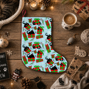 Zwart Kat Kerst Cadeaus Patroon Kleine Kerstsok