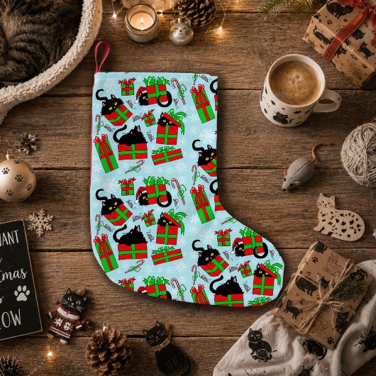 Zwart Kat Kerst Cadeaus Patroon Kleine Kerstsok