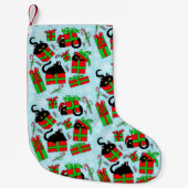 Zwart Kat Kerst Cadeaus Patroon Kleine Kerstsok (Voorkant)