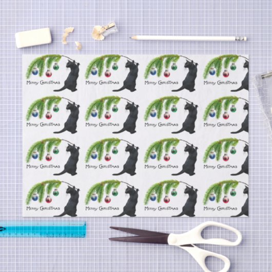 Zwart kat - kerstcadeau tissuepapier (Craft)