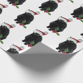 Zwart kat-kerstpapier cadeaupapier (Hoek)