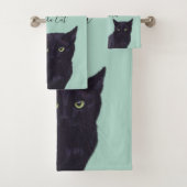 Zwart Kat Kunst Persoonlijk Gepersonaliseerde Woor Bad Handdoek (Insitu)
