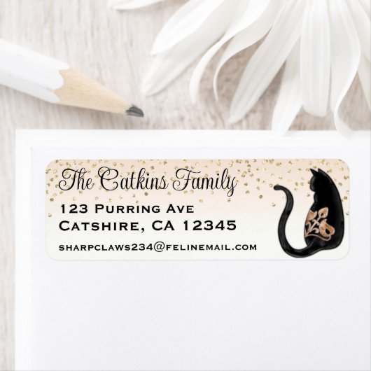 Zwart Kat, label Kassy Return-adres (Insitu)