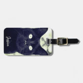 Zwart Kat Leuk Dier Foto Gepersonaliseerde Naam Bagagelabel (Voorkant horizontaal)