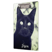 Zwart Kat Leuk Dier Foto Gepersonaliseerde Naam Klembord (Links)